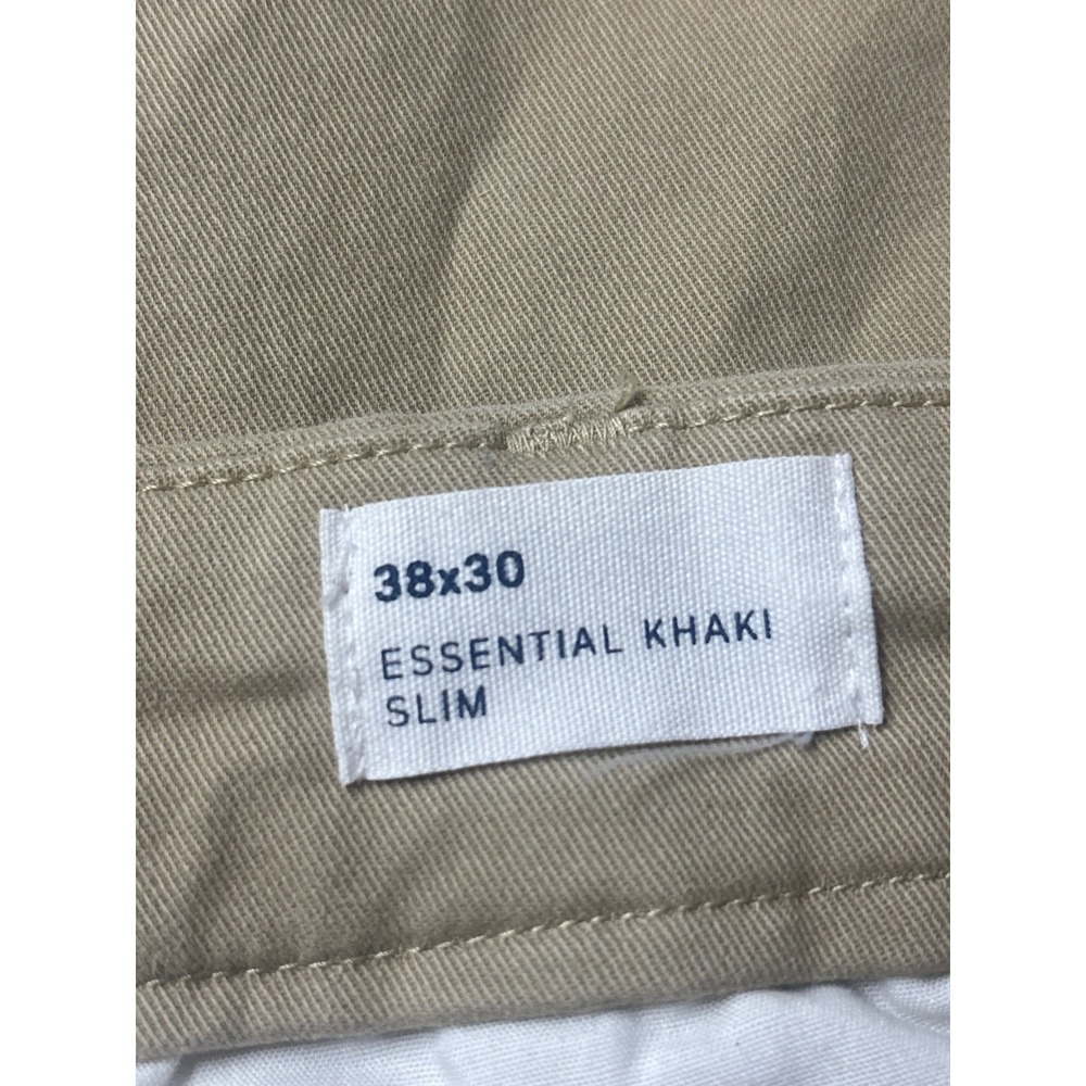 Gap Essential Khaki Slim Fit Pants Mens 38x30 Tan Beige Chino Trousers - Picture 3 of 16